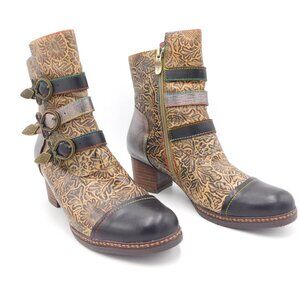 Spring Step L'Artiste Elsie Boots | Floral | Multicolor | Langenlook | EUC | 8